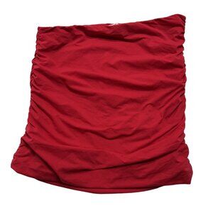 CHAM The Harlow Ruched Mini Skirt in Red Hot